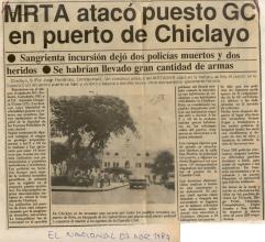 MRTA atacó puesto GC en puerto de Chiclayo 