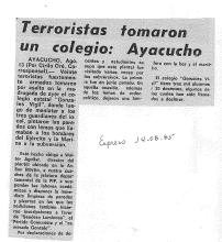 Terroristas tomaron un colegio: Ayacucho