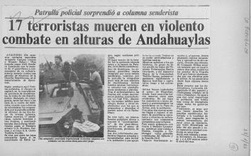 17 terroristas mueren en violento combate en alturas de Andahuaylas
