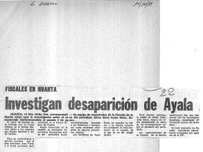 Investigan desaparición de Ayala