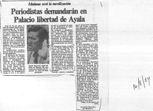 Periodistas demandarán en Palacio libertad de Ayala