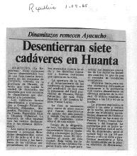 Desentierran siete cadáveres en Huanta