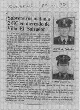 Subversivos matan a 2 GC en mercado de Villa El Salvador