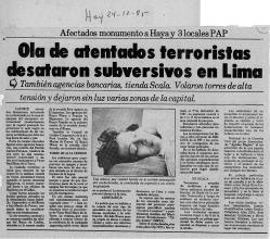 Ola de atentados terroristas desataron subversivos en Lima
