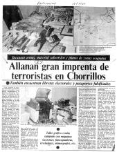 Allanan gran imprenta de terroristas en Chorrillos