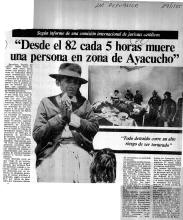“Desde el 82 cada 5 horas muere una persona en zona de Ayacucho”