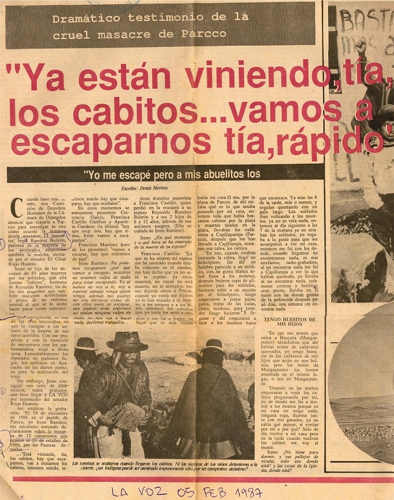 “Ya están viniendo, tía, los cabitos… vamos a escaparnos tía, rápido”