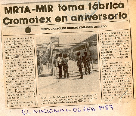 Asaltan y dinamitan la fábrica Cromotex
