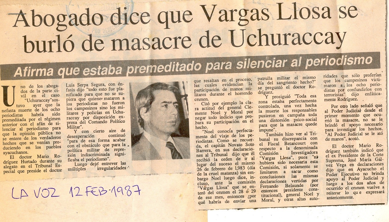 Cuestionan trabajo de Comisión Investigadora de Uchuraccay