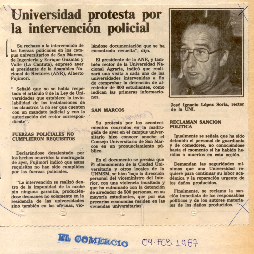 Rector de San Marcos rechaza la incursión