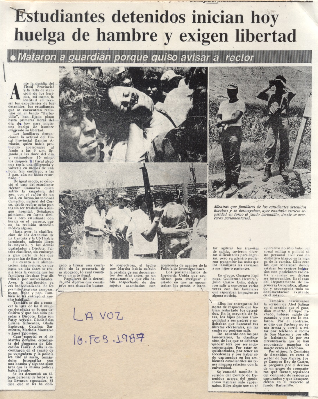 Estudiantes detenidos inician hoy huelga de hambre y exigen libertad