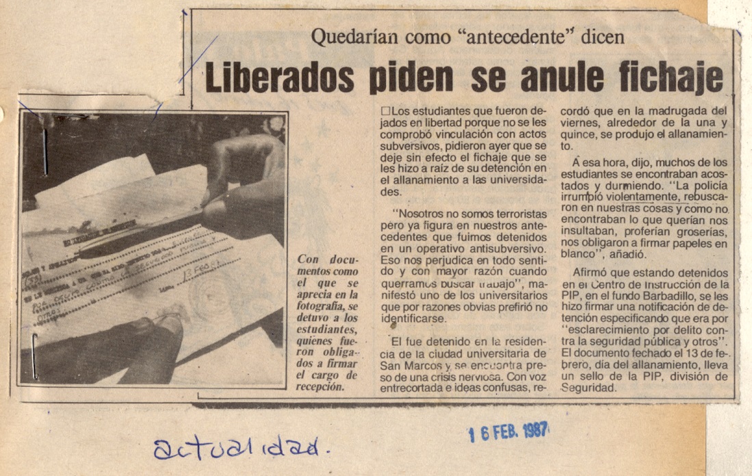 Estudiantes detenidos inician hoy huelga de hambre y exigen libertad