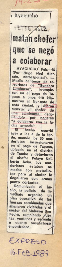 Terroristas matan a chofer que se negó a colaborar.