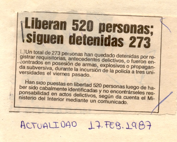 Liberan 520 personas; siguen detenidas 273