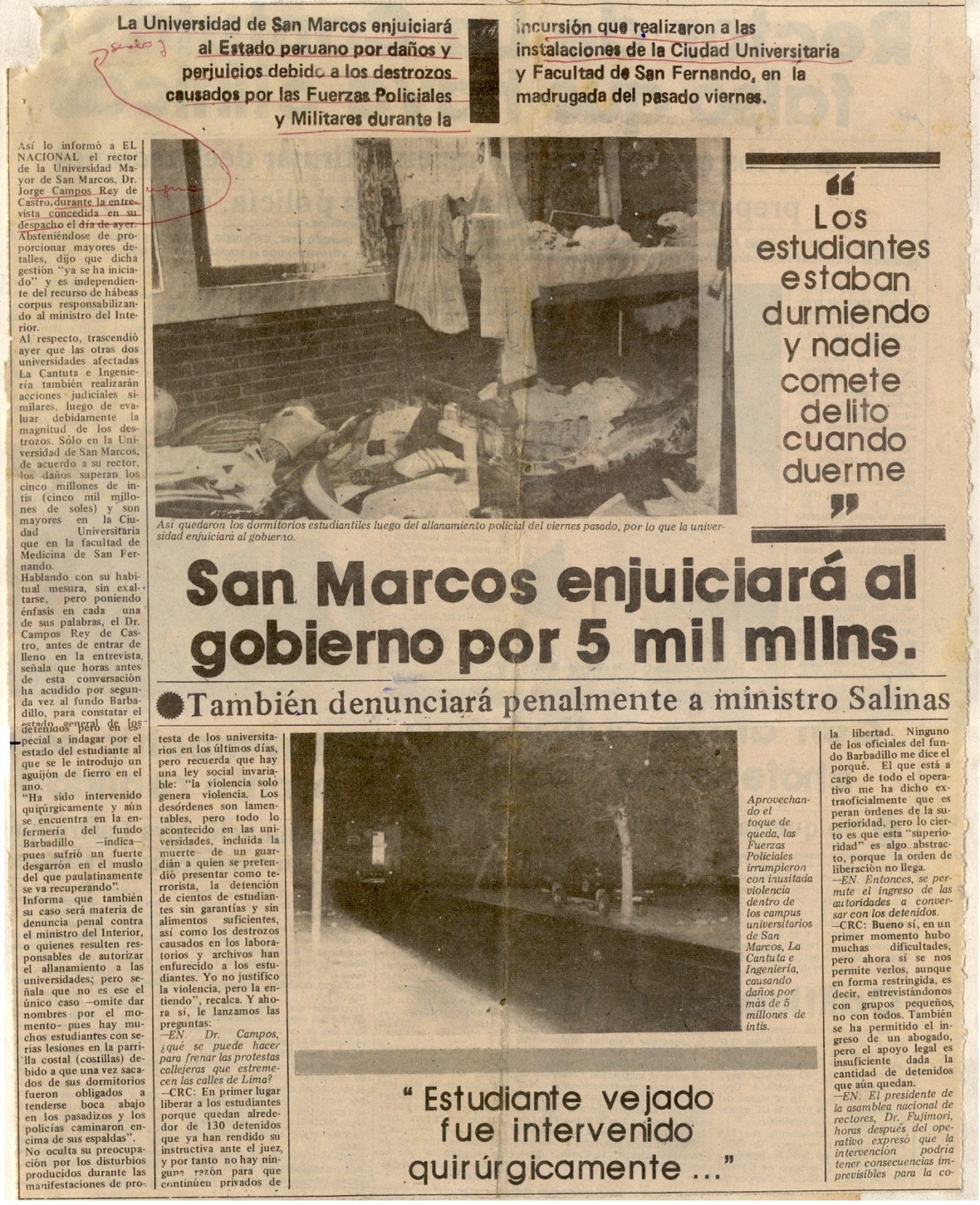 San Marcos enjuiciará al gobierno por 5 mil mlls.