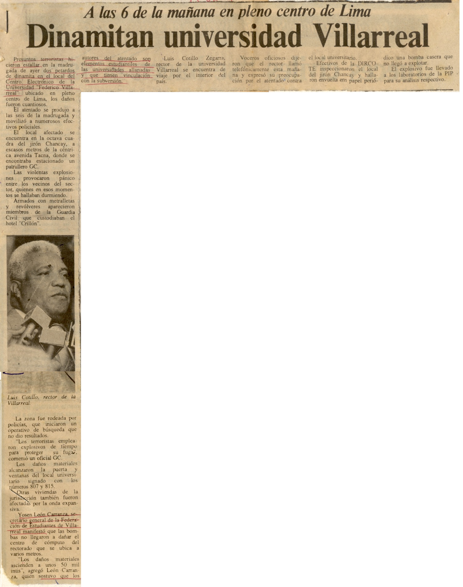 Dinamitan universidad Villareal