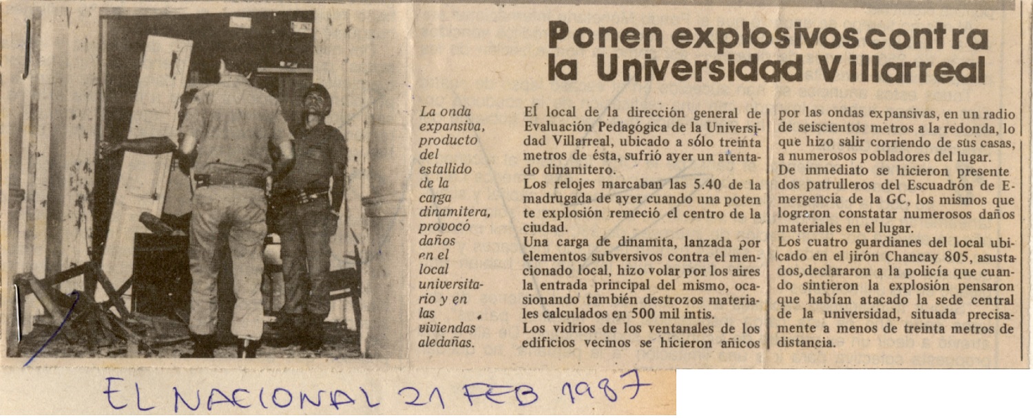 Dinamitan universidad Villareal