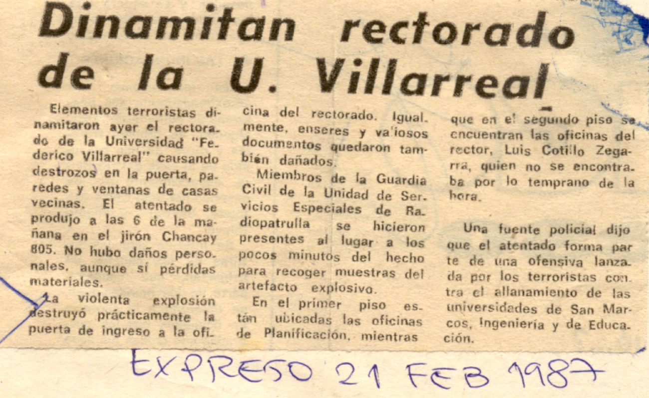 Dinamitan universidad Villareal