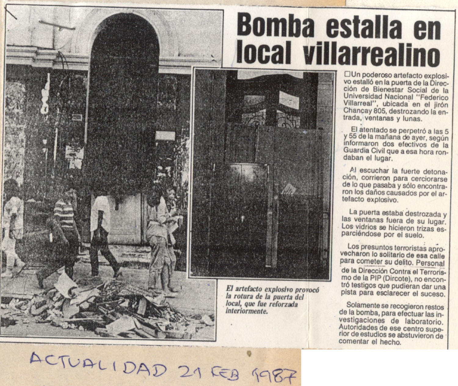 Coche-bomba estalló mientras se desarrollaba manifestación