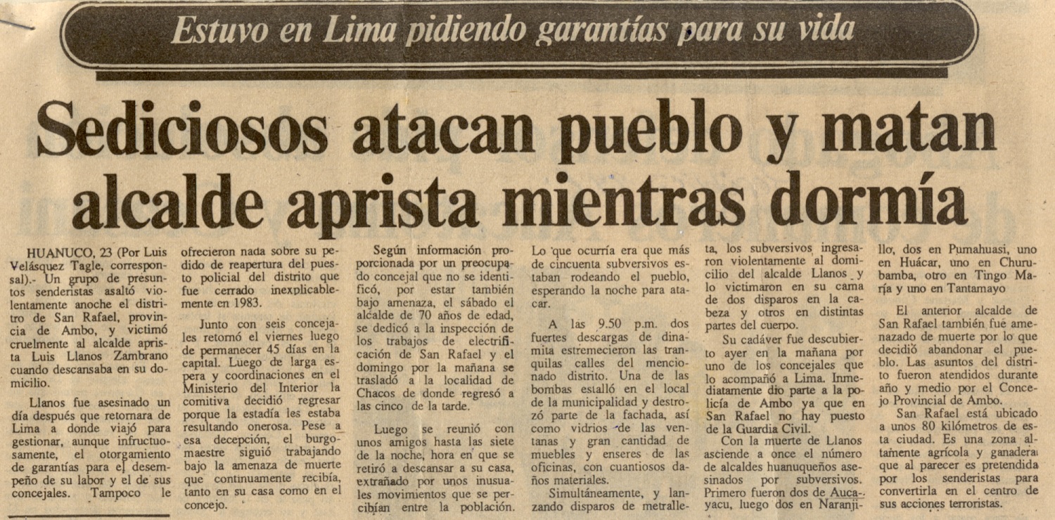 Delante de sus ocho hijos matan a alcalde aprista