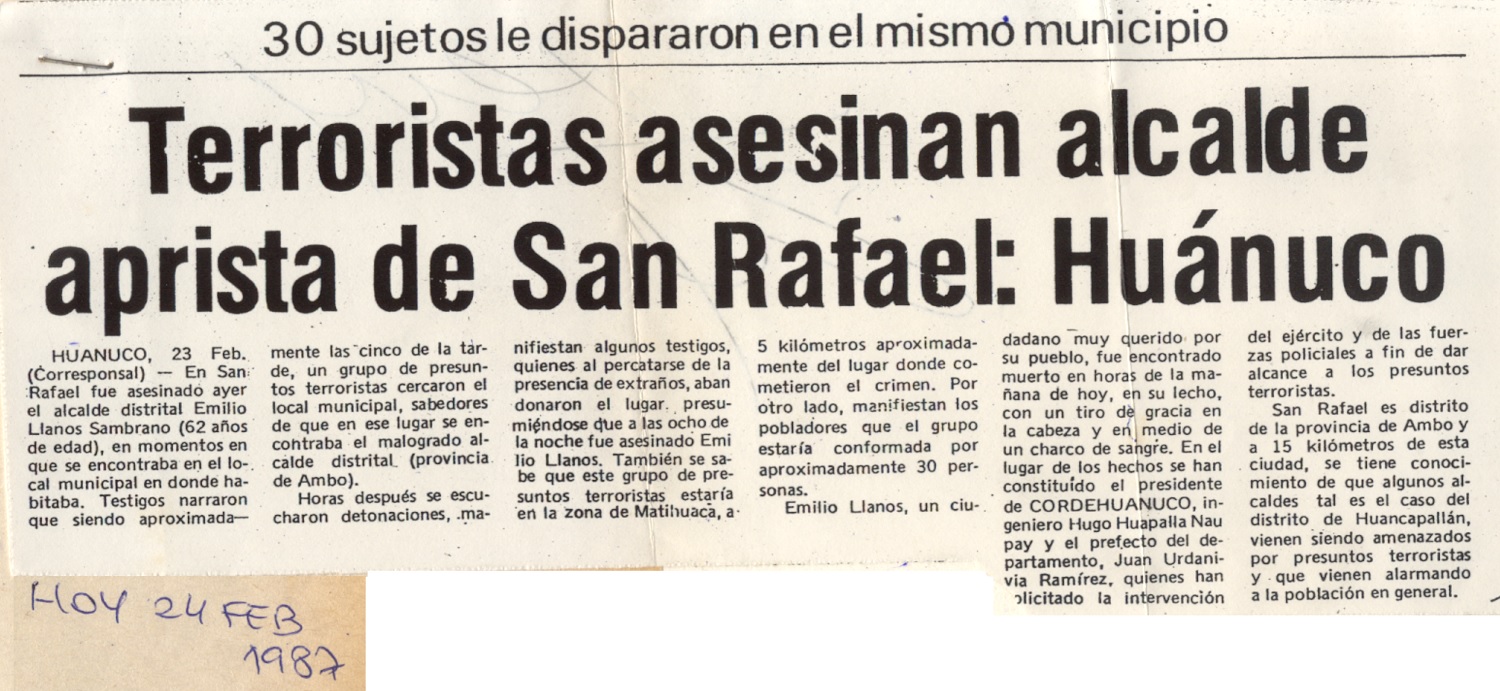 Delante de sus ocho hijos matan a alcalde aprista