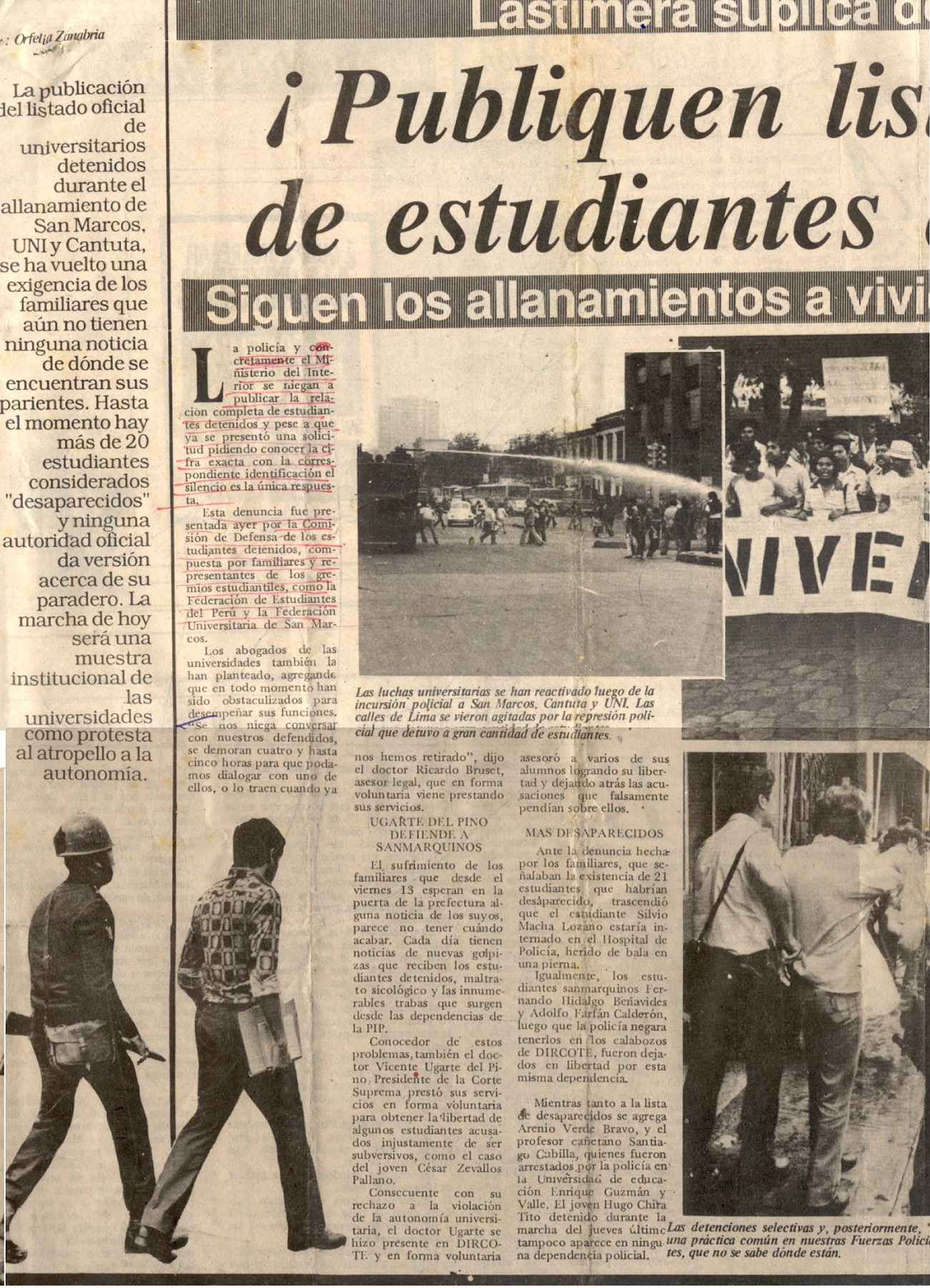 ¡Publiquen lista oficial de estudiantes detenidos!