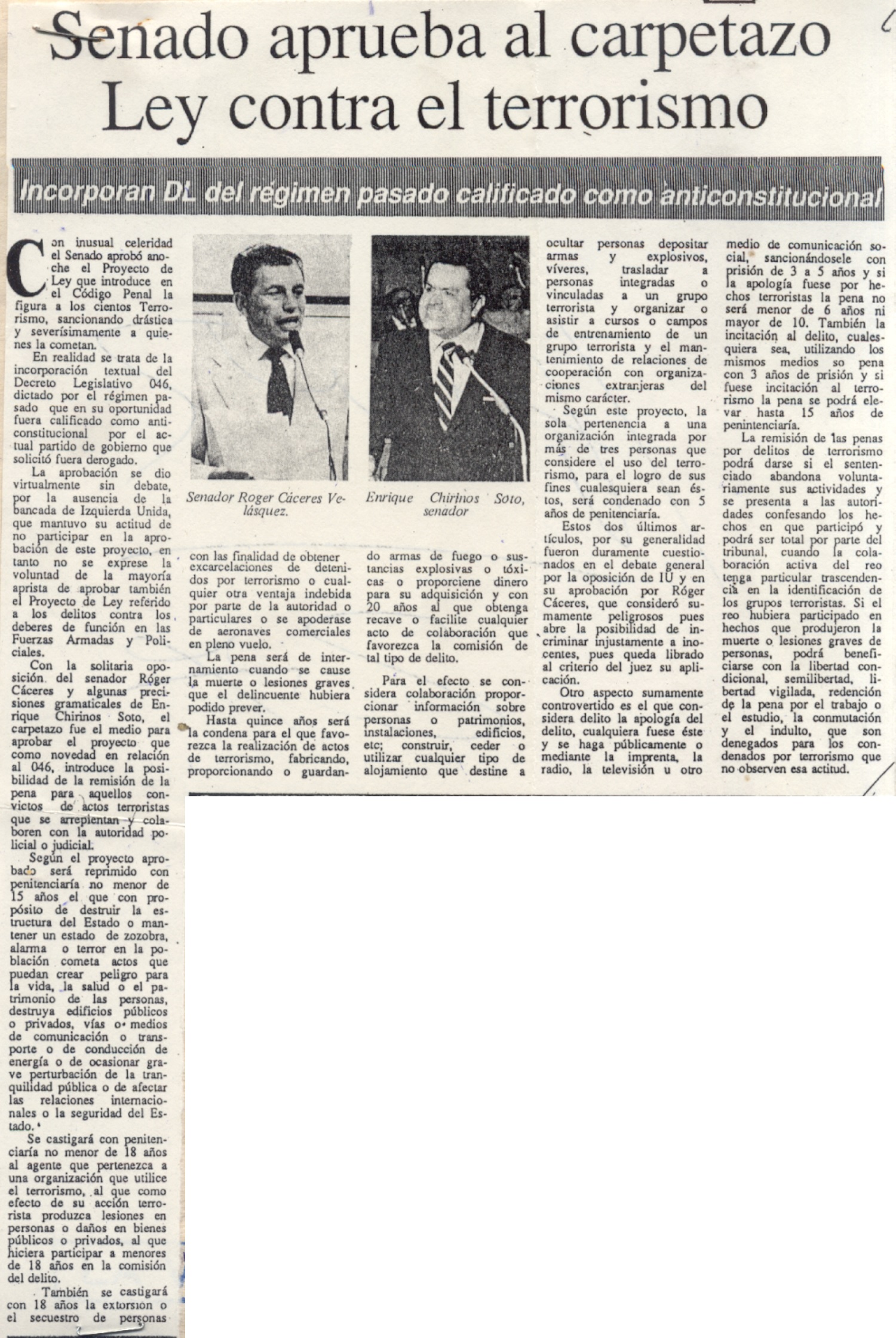 Terroristas serán condenados hasta por 25 años de cárcel