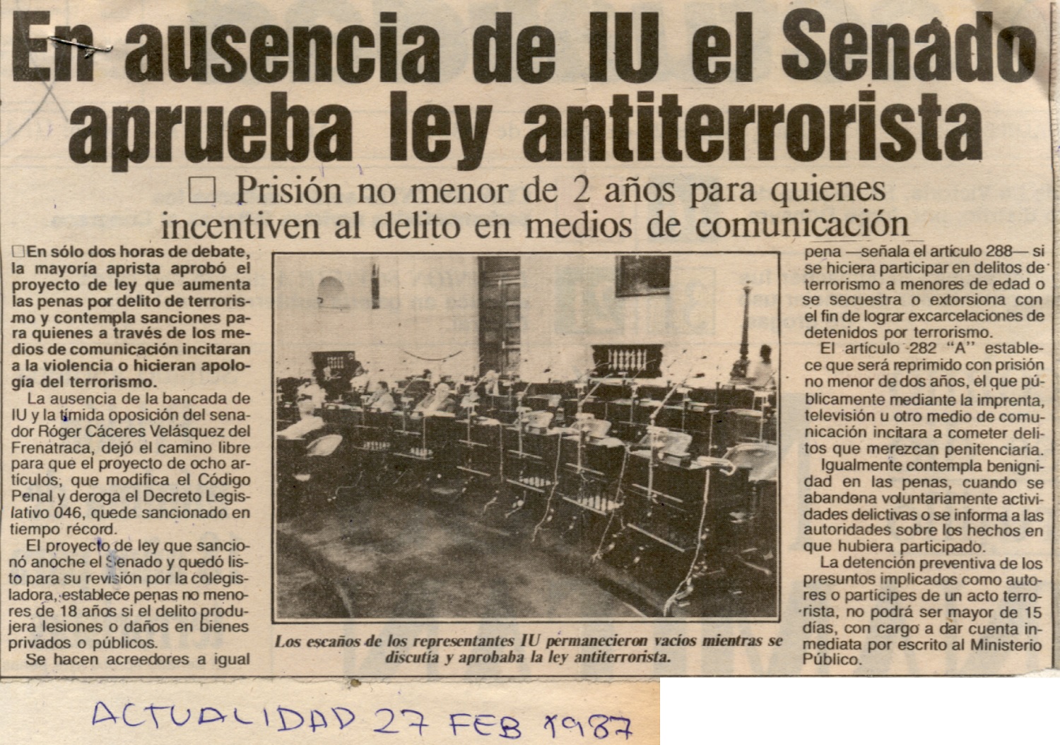 Terroristas serán condenados hasta por 25 años de cárcel