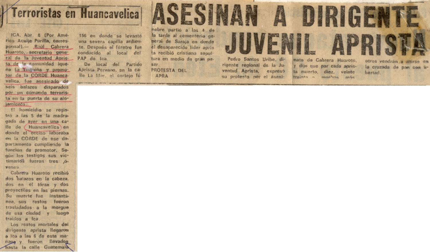 Asesinan a dirigente juvenil aprista