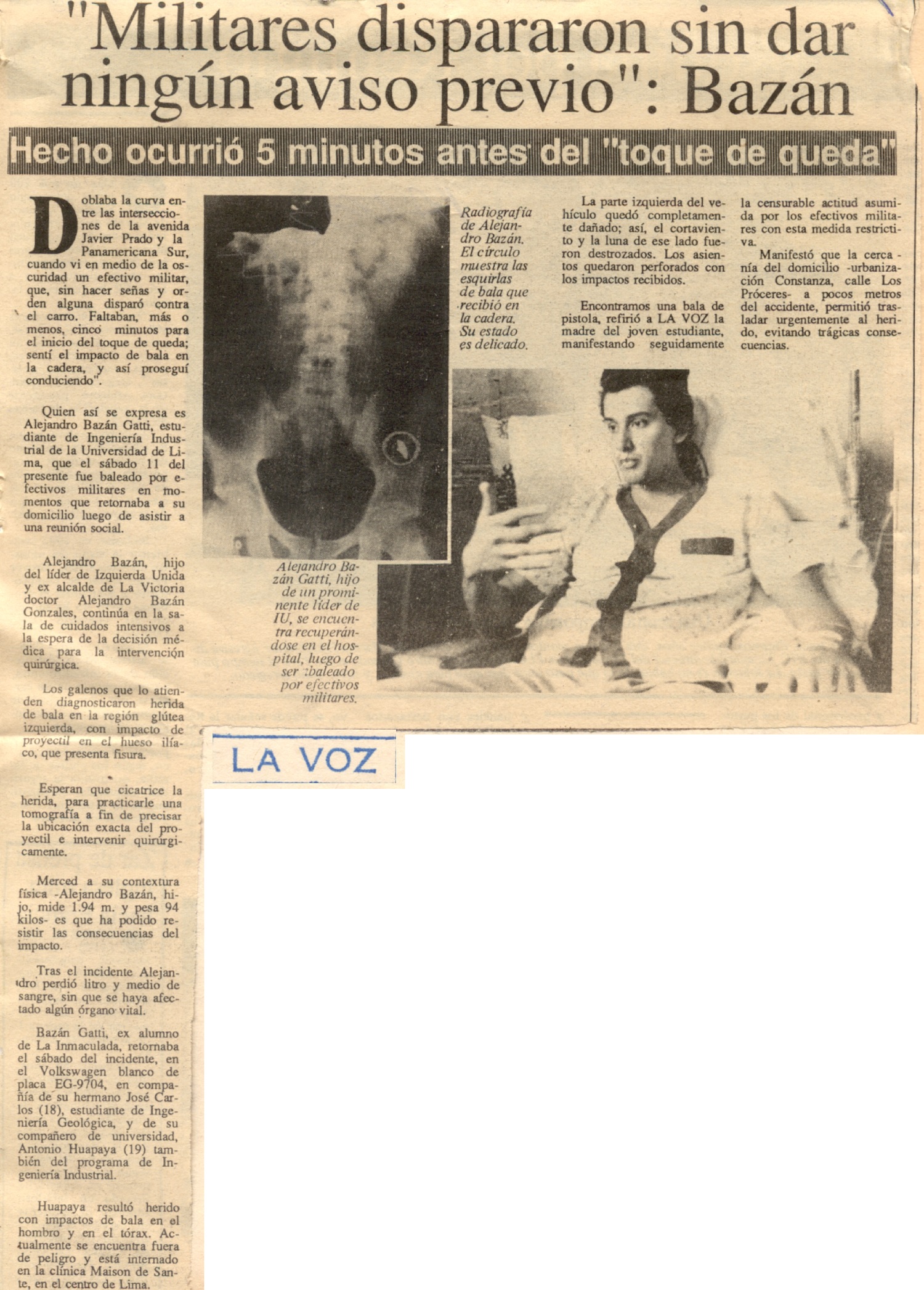 Joven baleado y herido por ejército se recupera