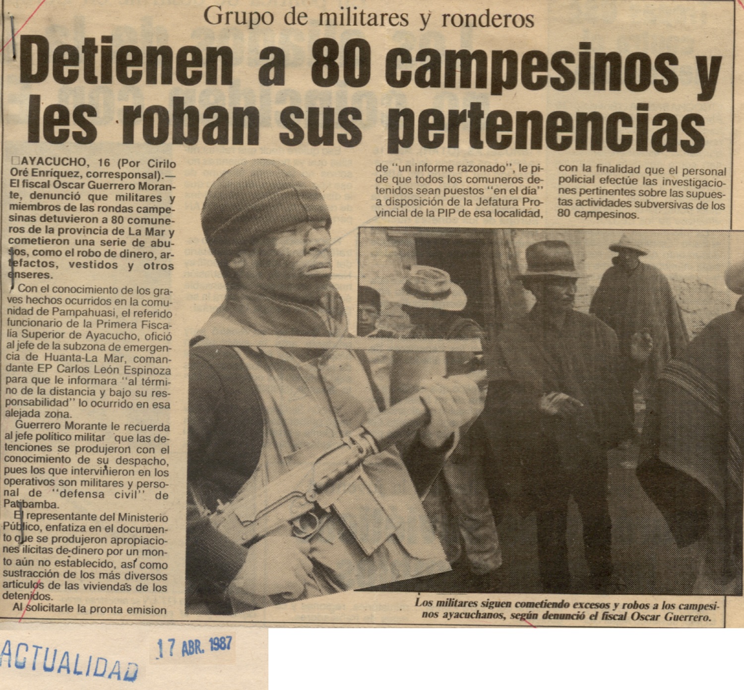 Detienen a 80 campesinos y les roban sus pertenencias