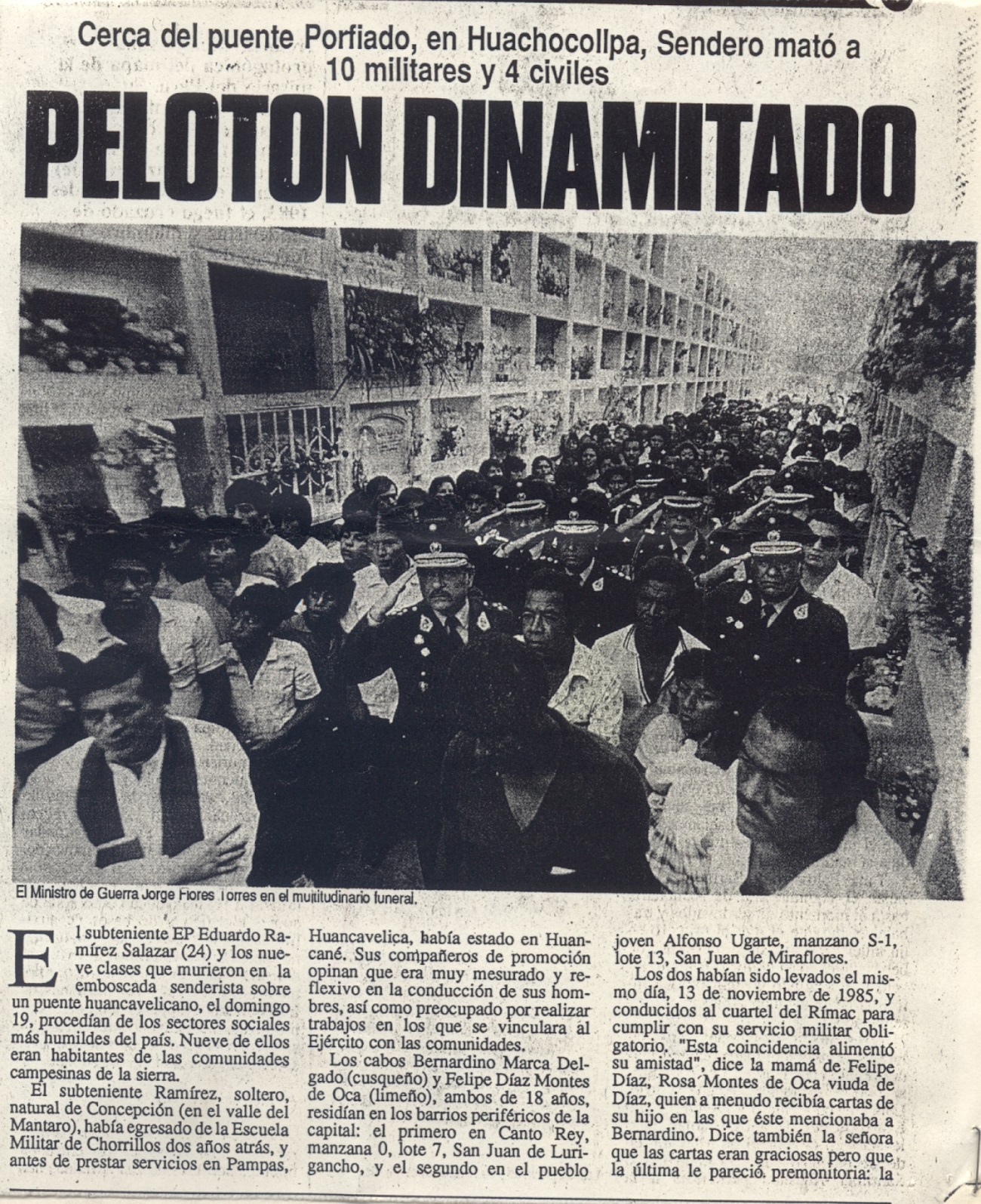 Pelotón dinamitado