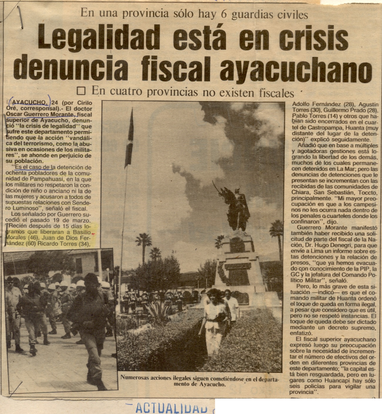 Legalidad está en crisis denuncia fiscal ayacuchano