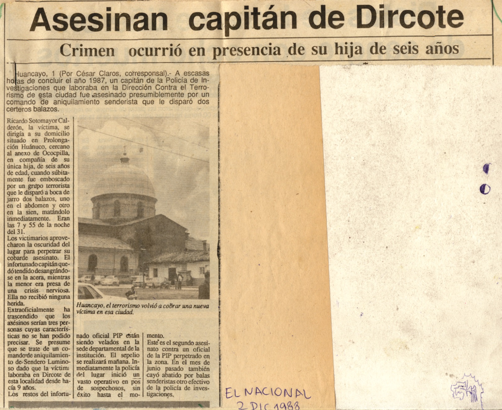 Asesinan a teniente PIP en Huancayo