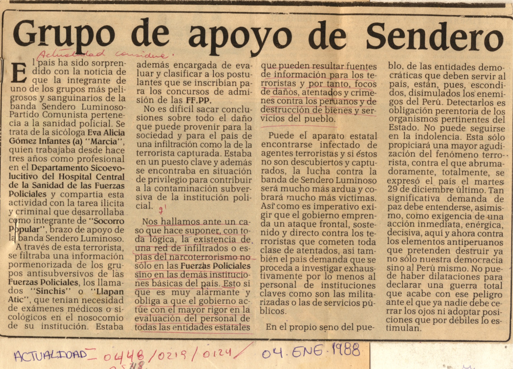 Grupo de apoyo de Sendero