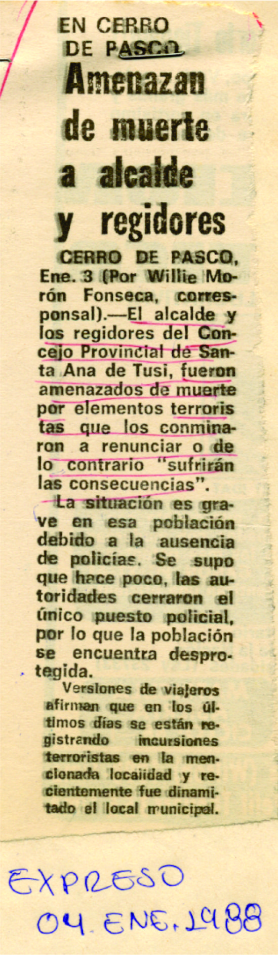 Amenazan de muerte a alcalde y regidores