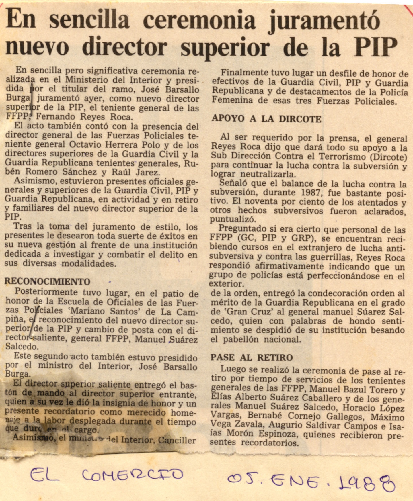 Lucha frontal contra la delincuencia subversiva