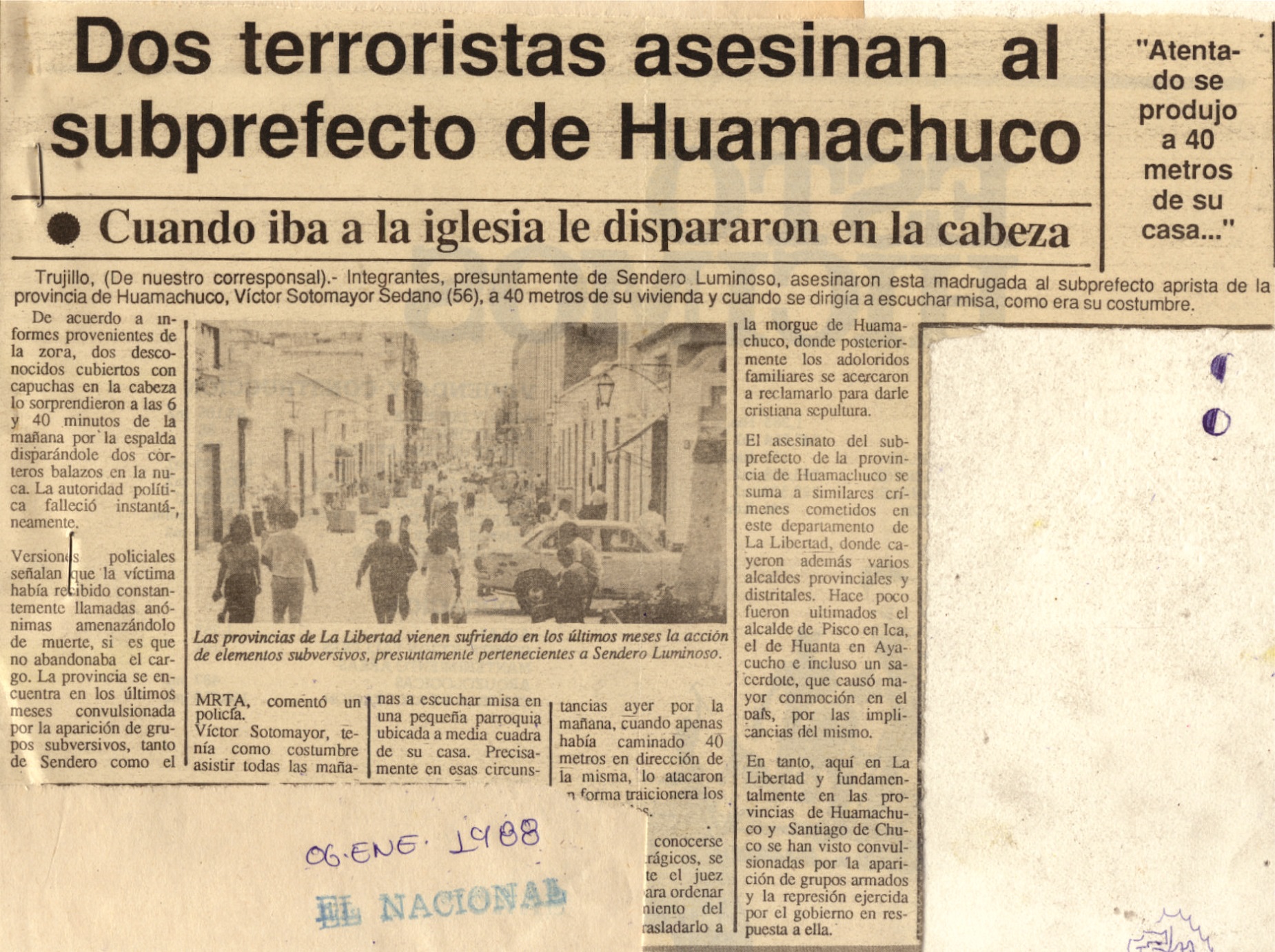 Matan a subprefecto aprista de Huamachuco