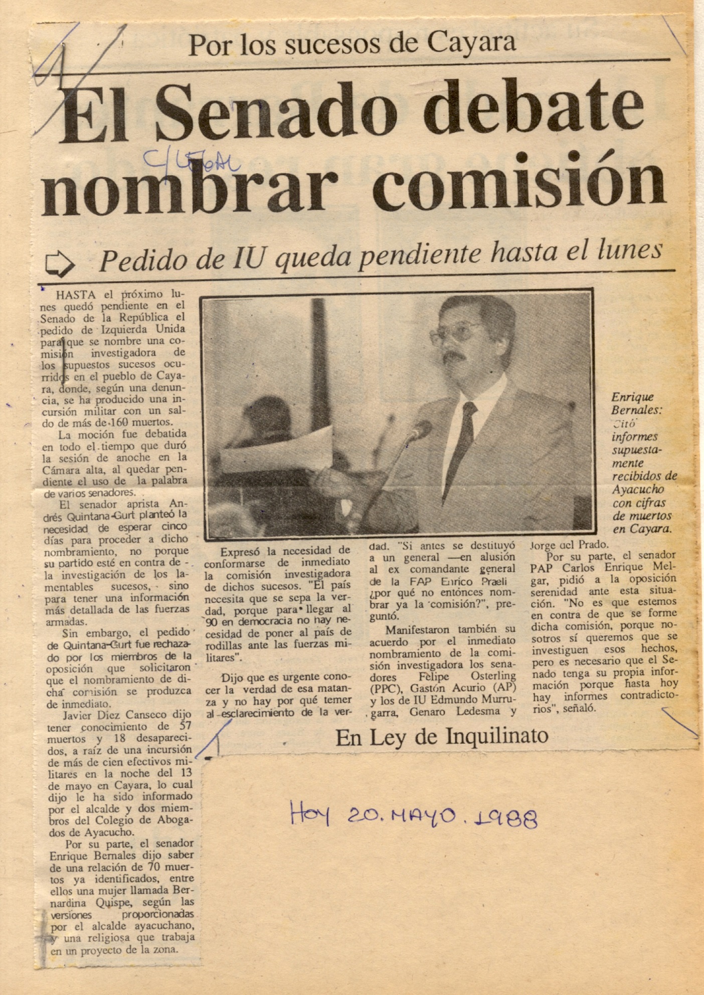 El Senado debate nombrar comisión