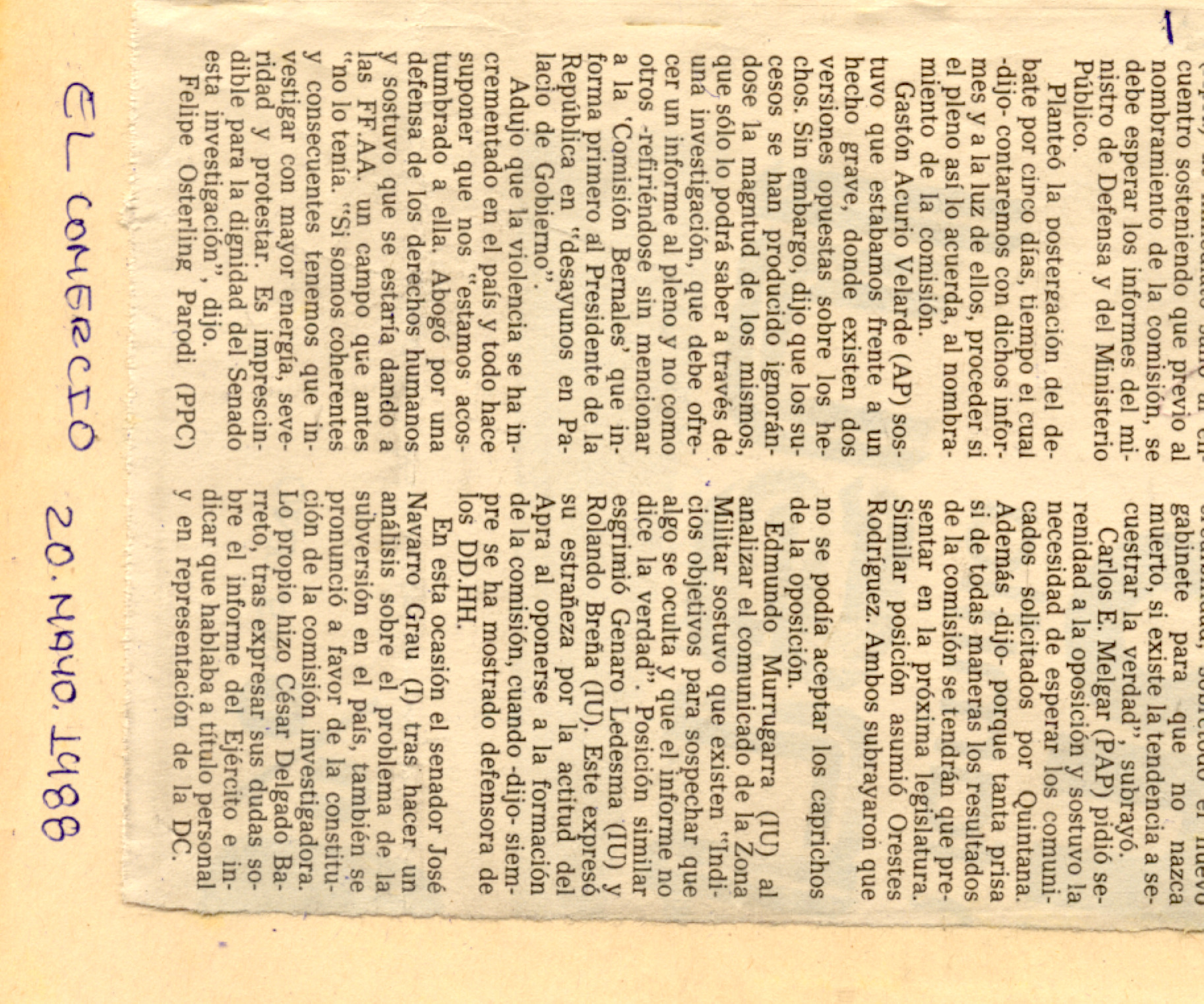 La oposición exige se investigue "Caso Cayara"