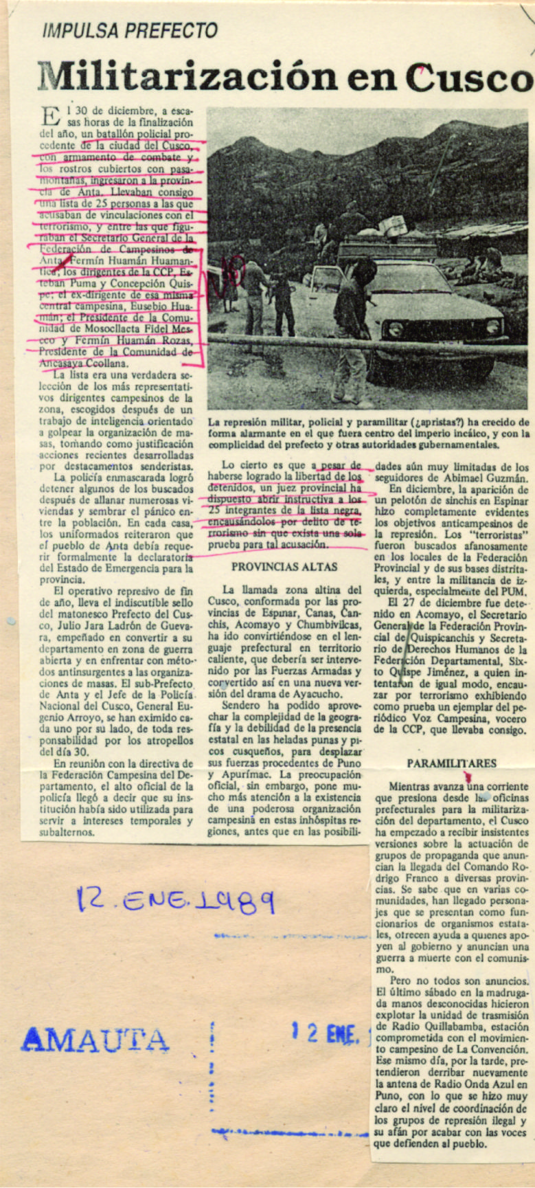 Militarización en Cusco