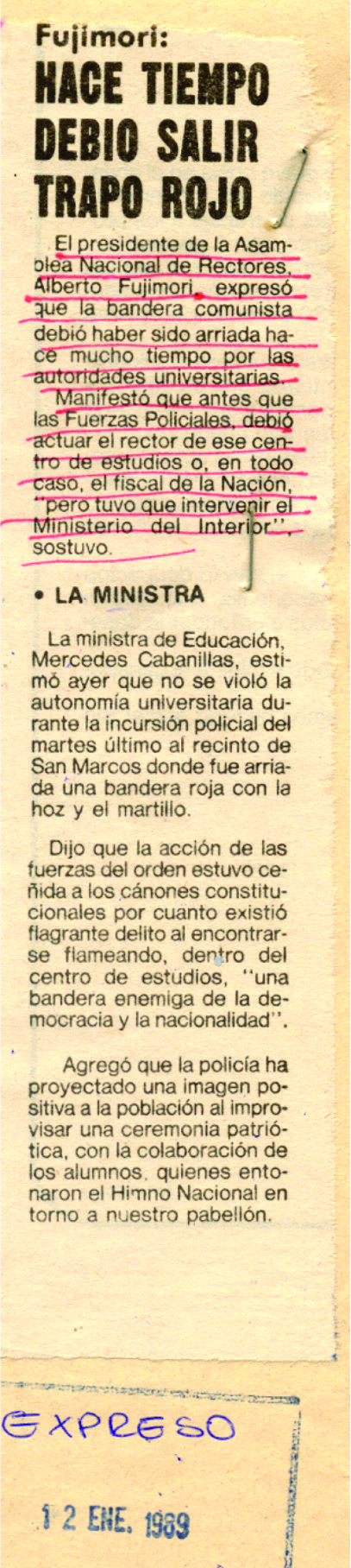 Hace tiempo debió salir trapo rojo