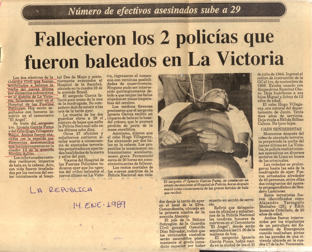 Fallecieron los 2 policías que fueron baleados en La Victoria