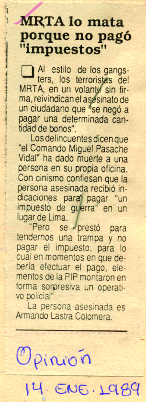 MRTA asesina empresario que se negó a colaborar