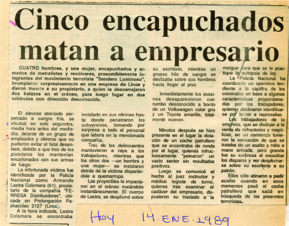 MRTA asesina empresario que se negó a colaborar