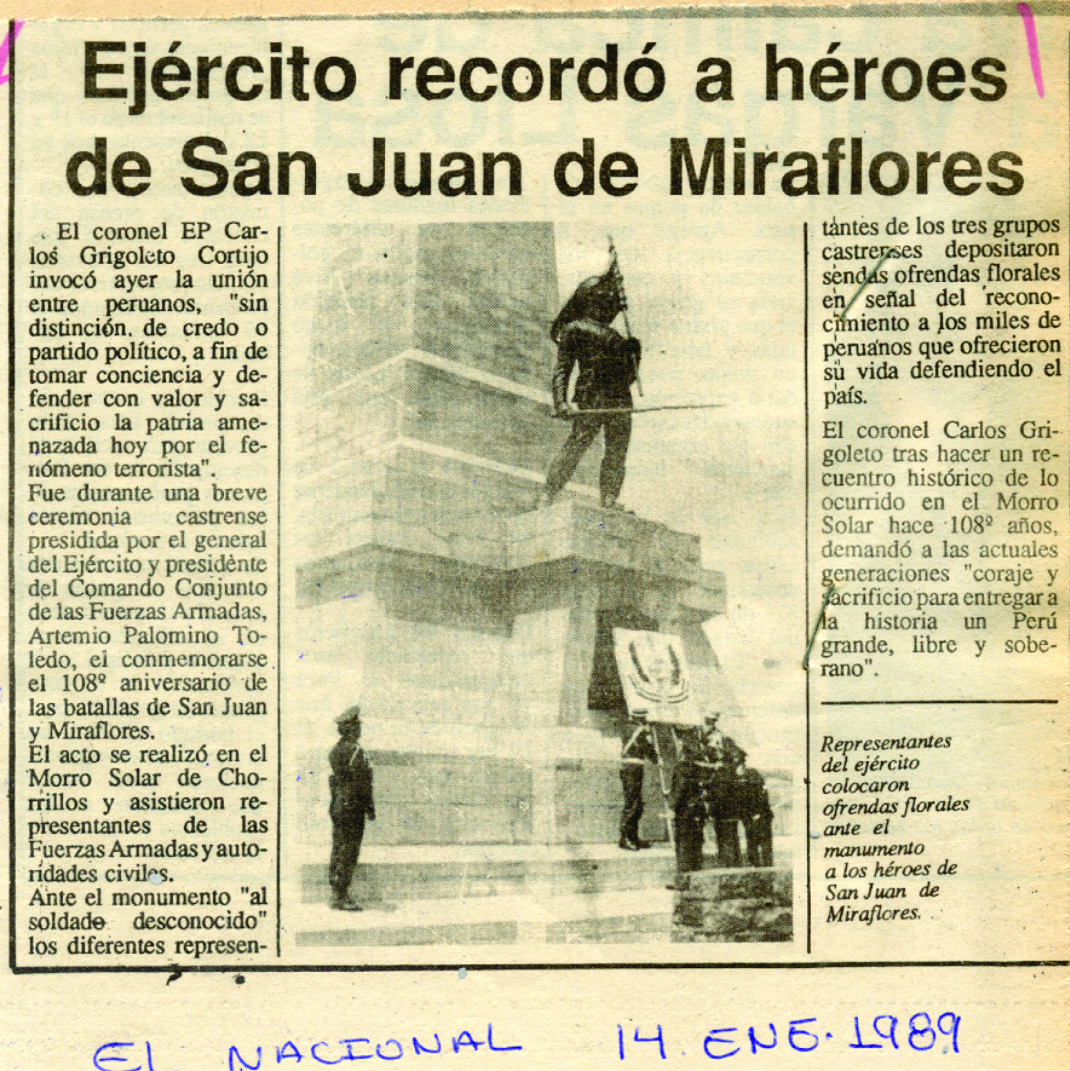 Ejército recordó a héroes de San Juan de Miraflores