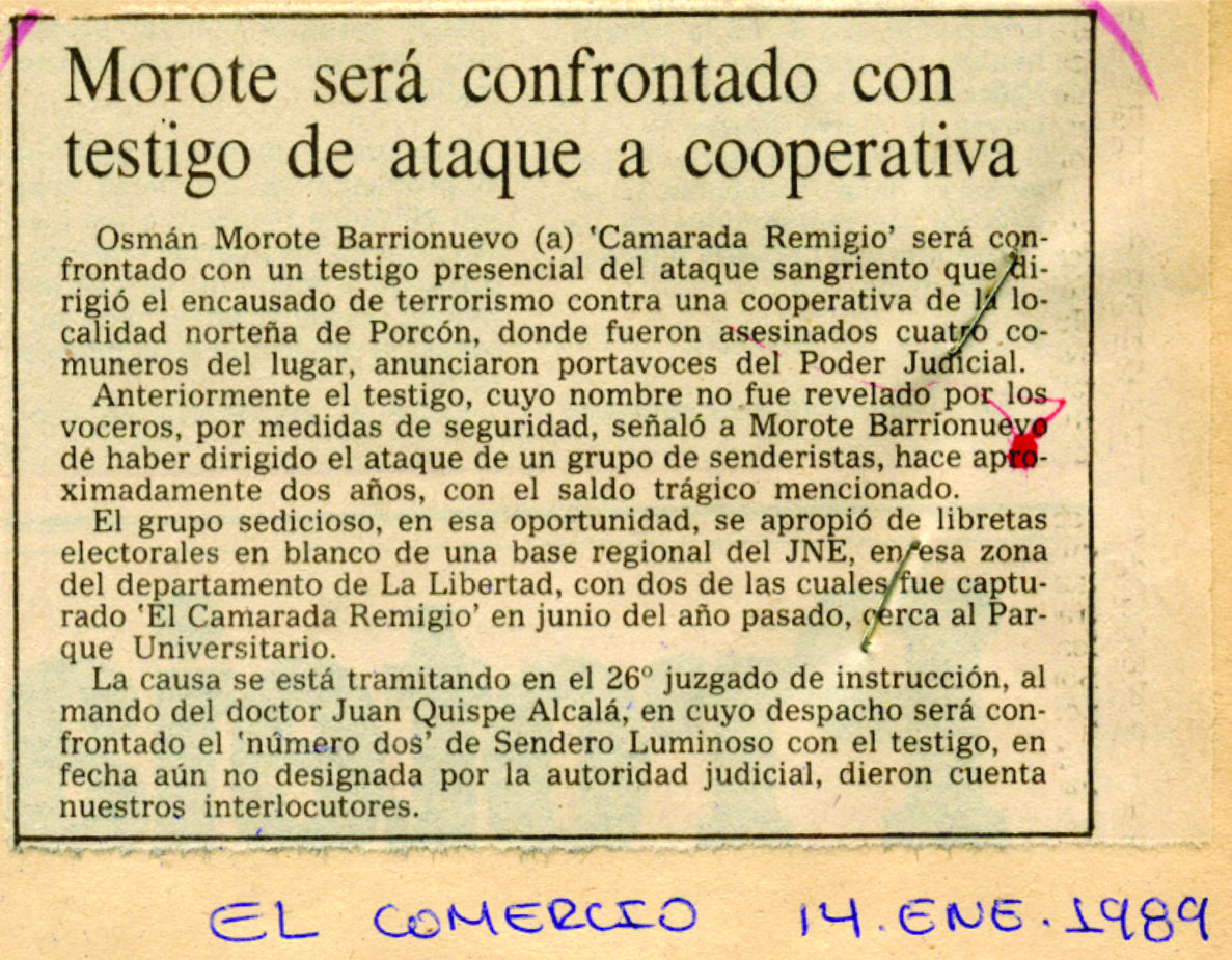 Morote se rehúsa a hablar en Tribunal