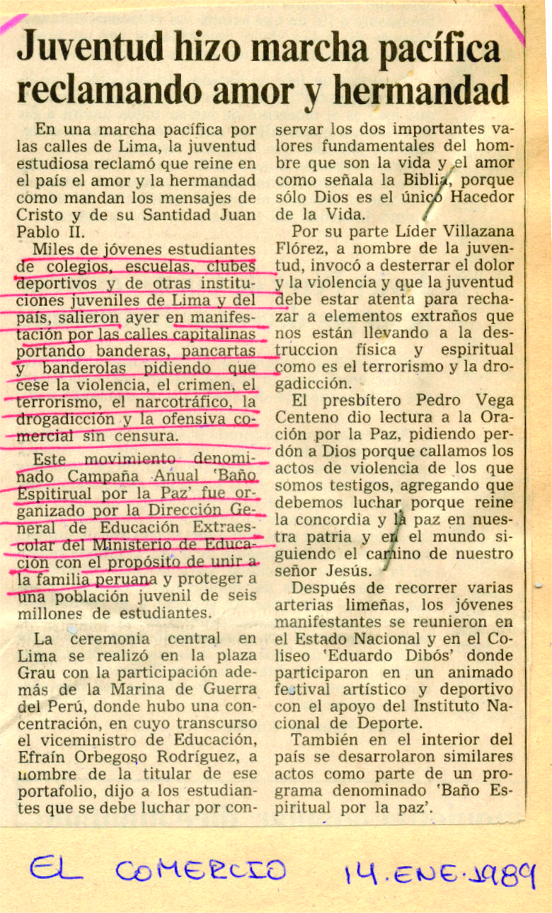 Juventud hizo marcha pacífica reclamando amor y hermandad