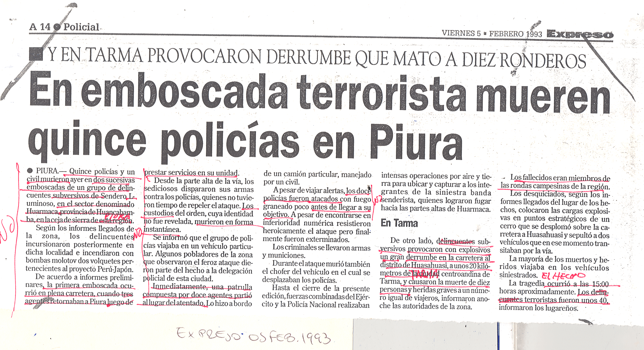 Mueren 15 policías en Piura