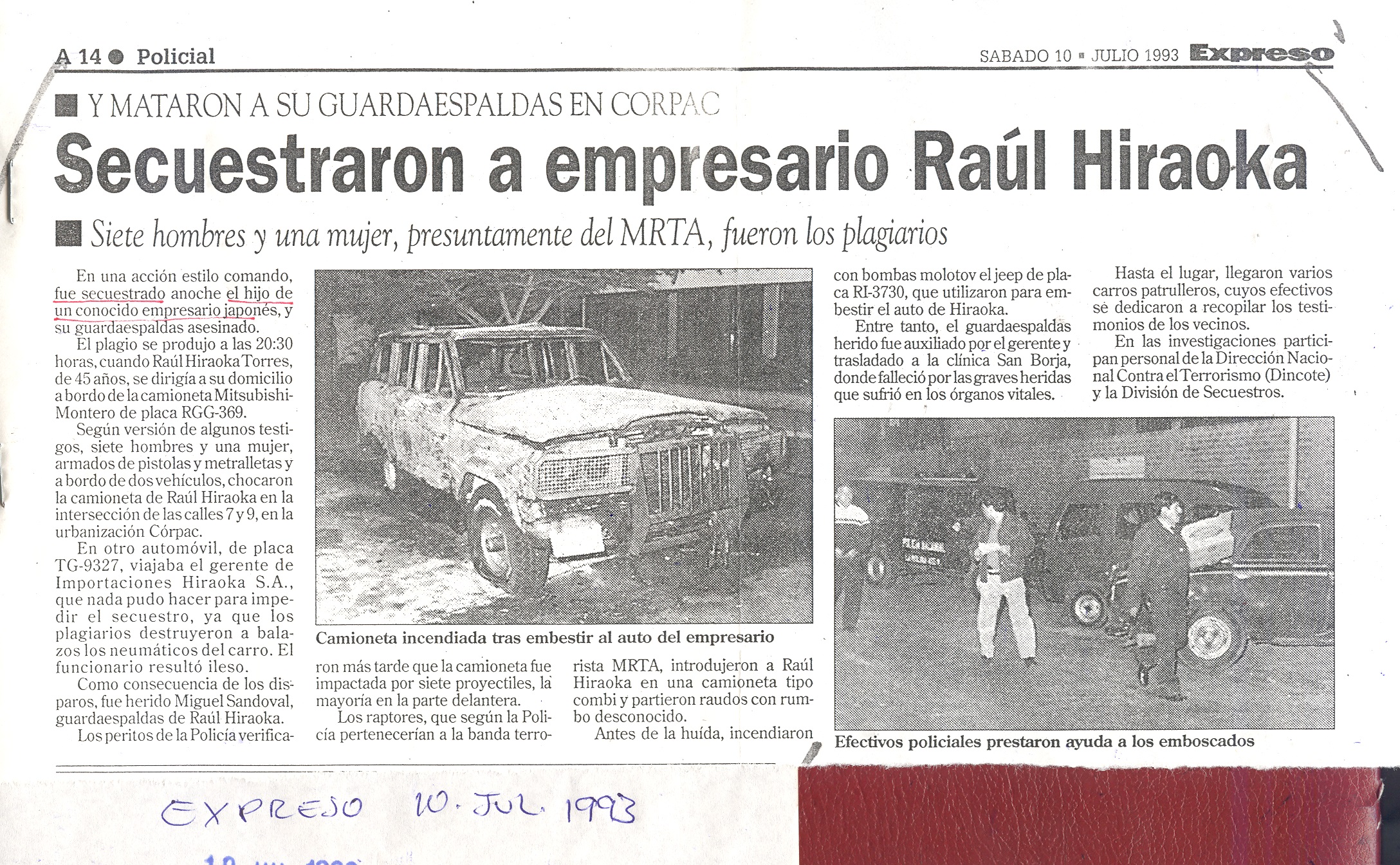 SECUESTRARON A EMPRESARIO HIRAOKA